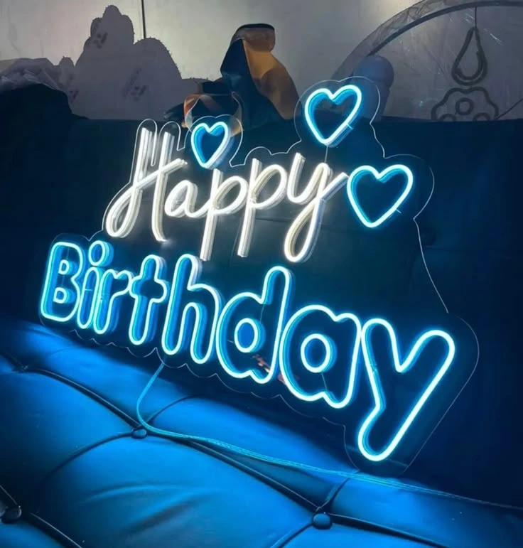 Neon sign birthday custom